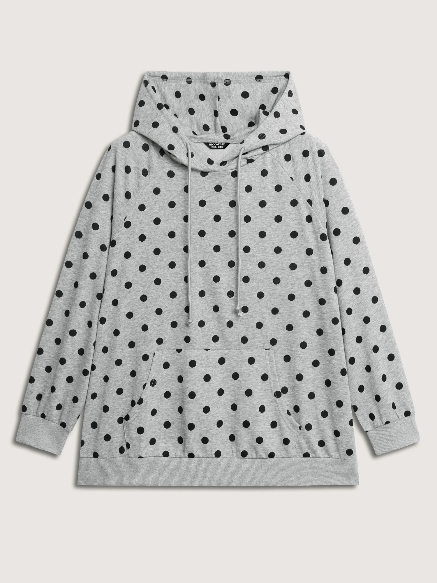 Polka Dot Drawstring Neck Hoodie - Image 5