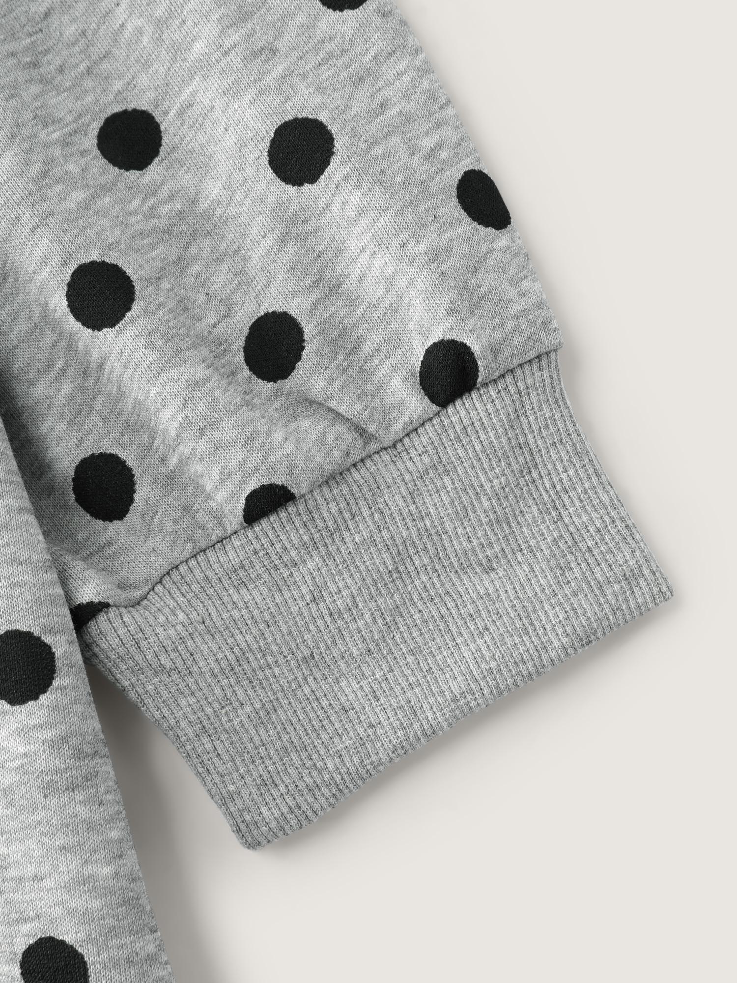 Polka Dot Drawstring Neck Hoodie - Image 6