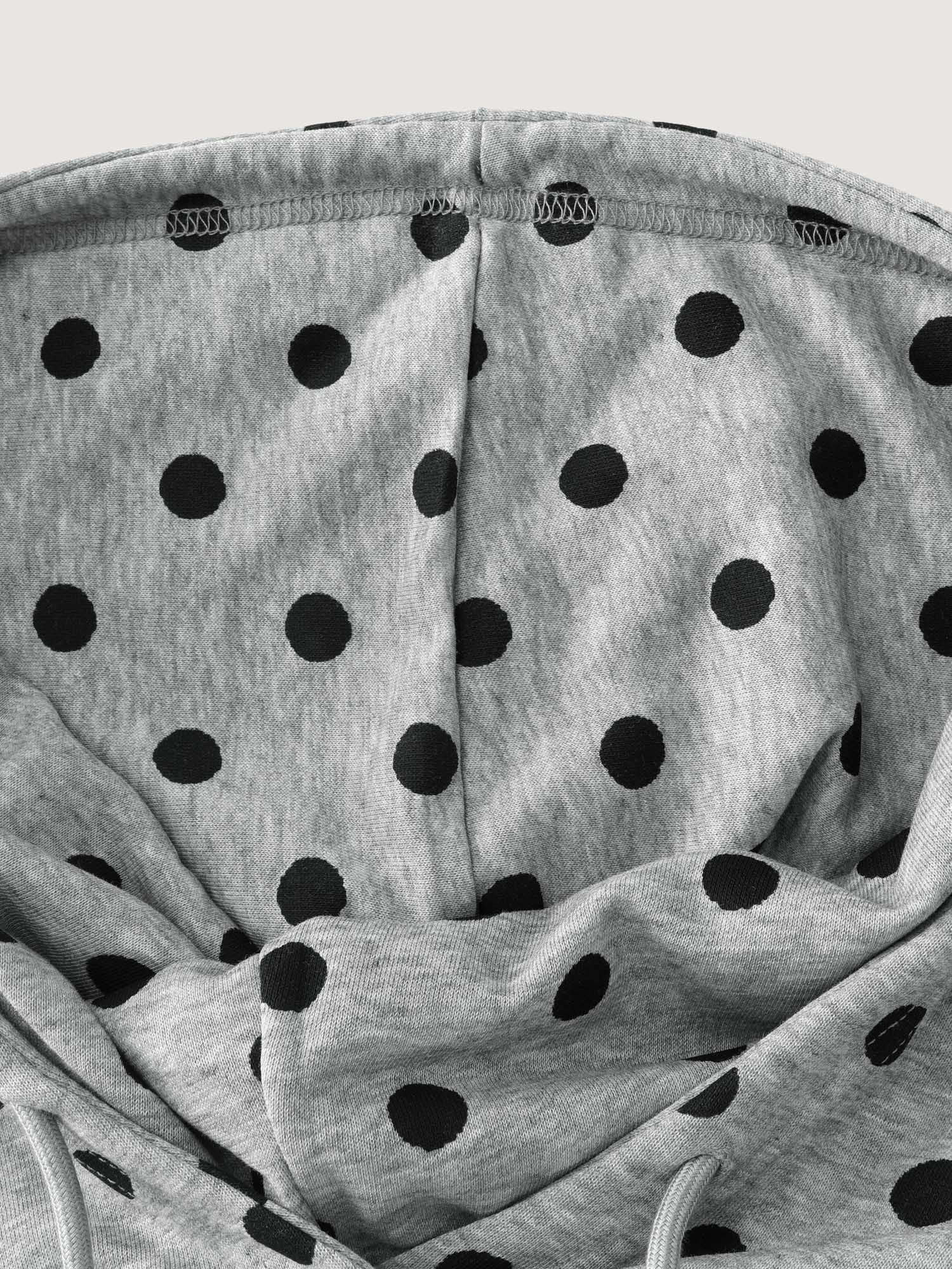 Polka Dot Drawstring Neck Hoodie - Image 7