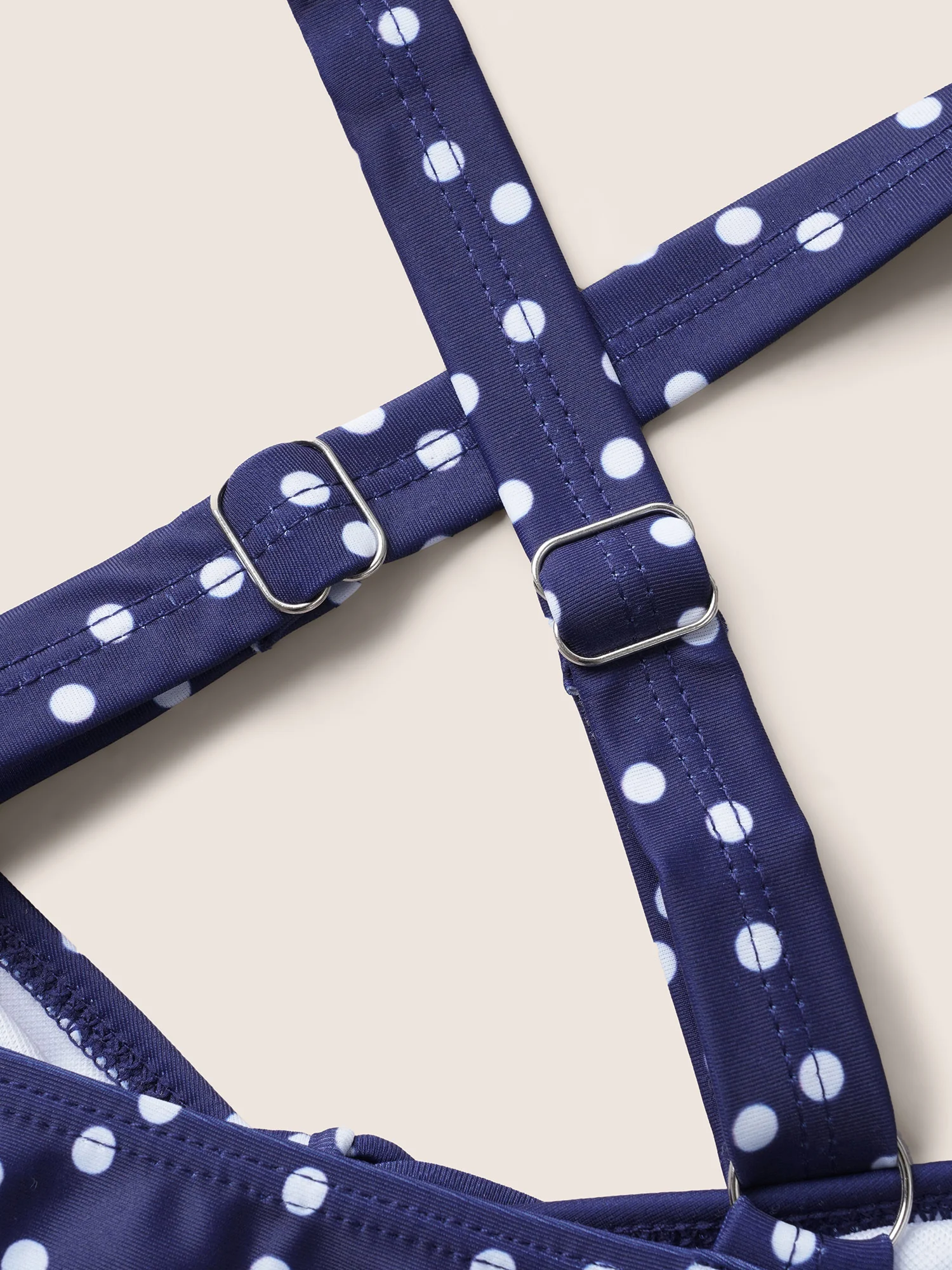 Polka Dot Drawstring Patchwork See Through Swim Dress - Image 6