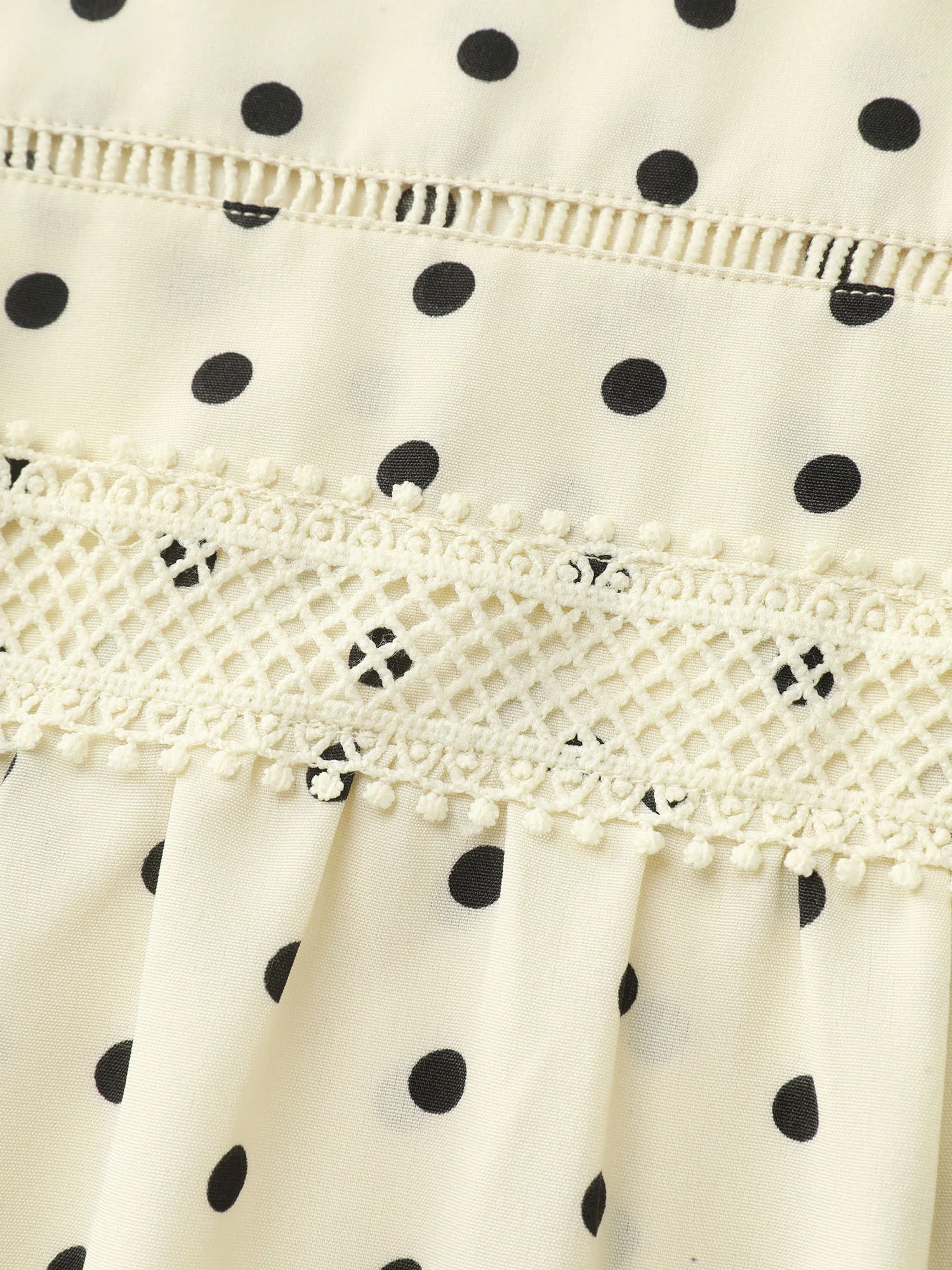 Polka Dot Elegance Lace Trim Blouse - Image 5