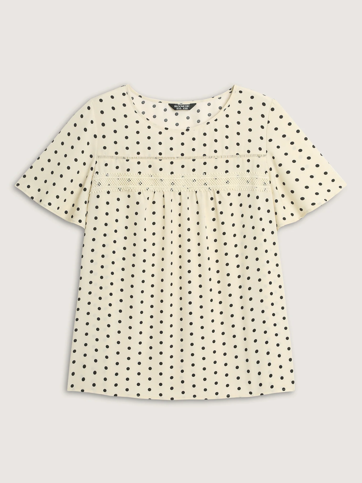 Polka Dot Elegance Lace Trim Blouse - Image 6