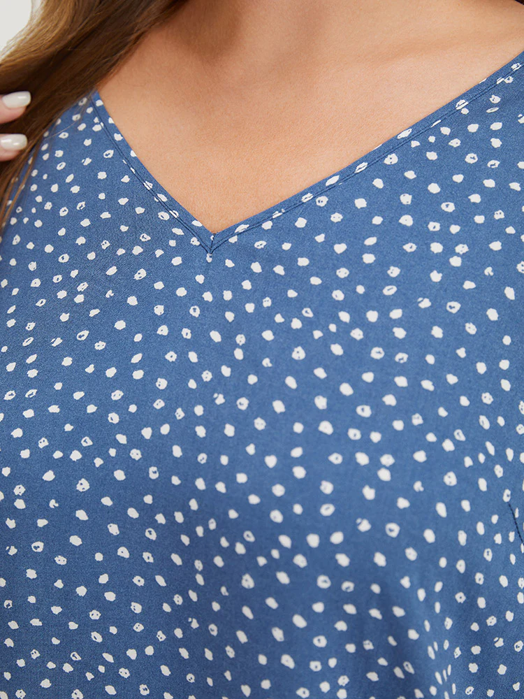 Polka Dot Flutter Sleeve Layered Blouse - Image 7