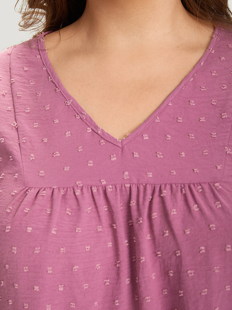 Polka Dot Flutter Trim Gathered Blouse - Image 9