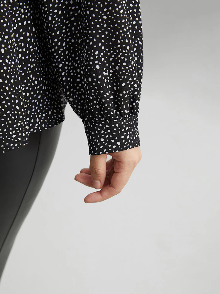 Polka Dot Chiffon Frill Trim Cut Out Elastic Waist Blouse - Image 7
