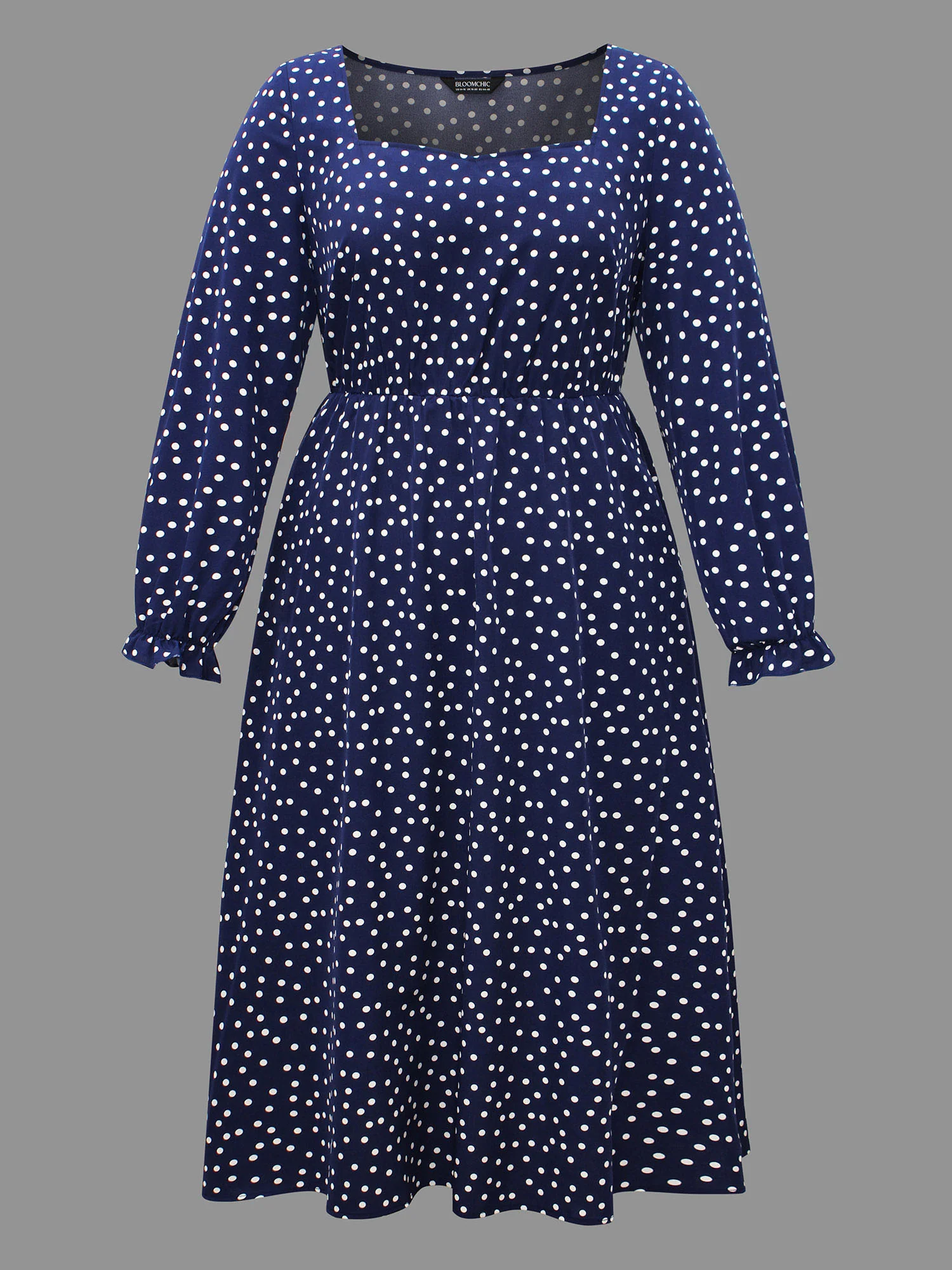 Polka Dot Heart Neckline Midi Dress - Image 8