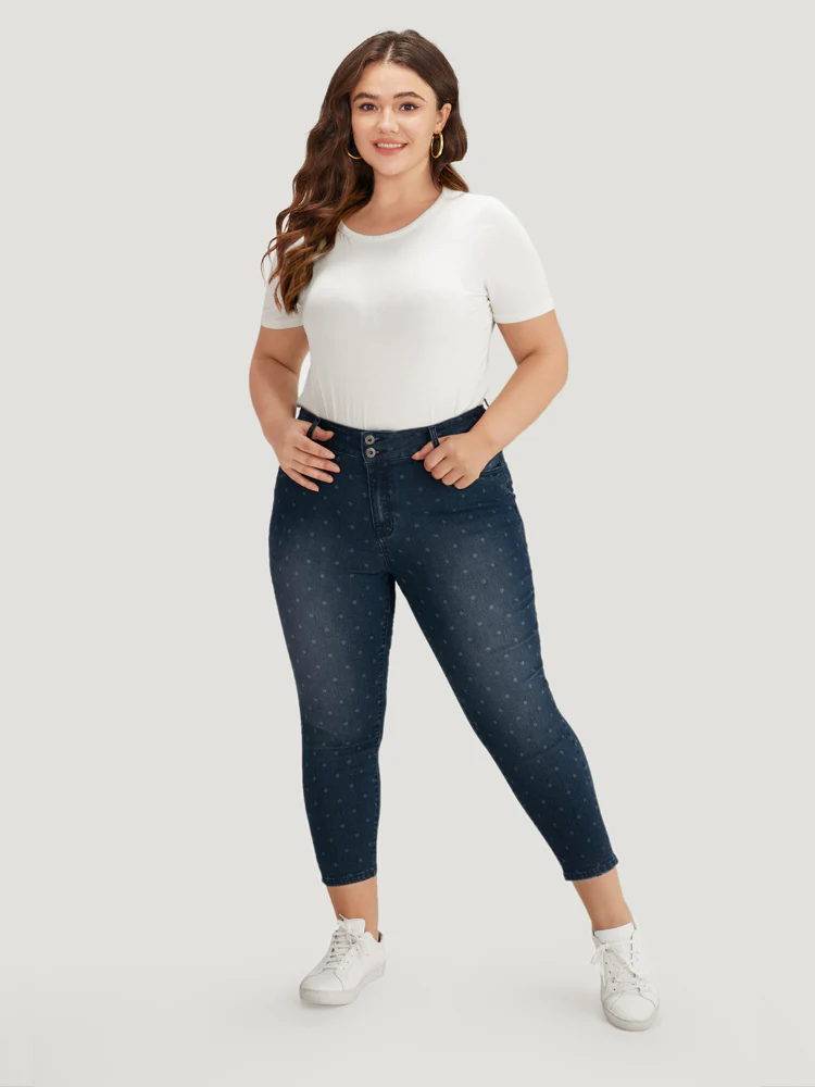 Polka Dot High Rise Very Stretchy Jeans - Image 2