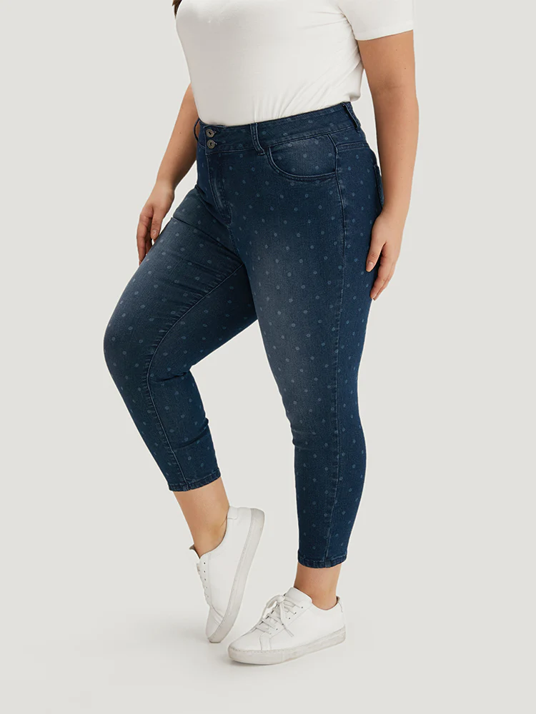 Polka Dot High Rise Very Stretchy Jeans - Image 3