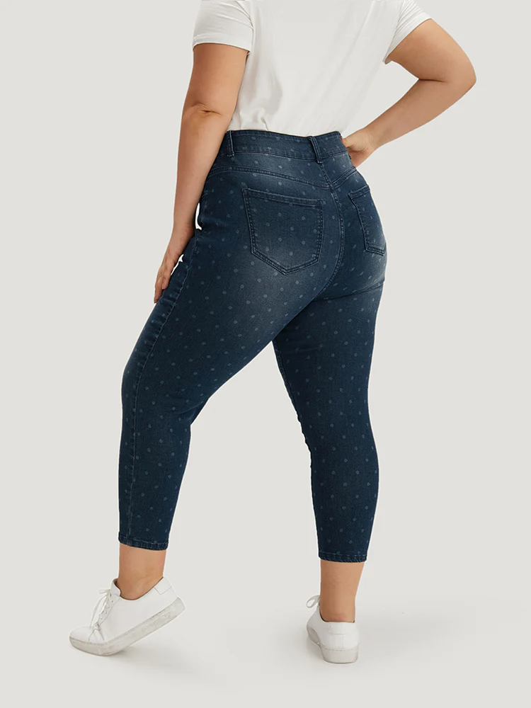 Polka Dot High Rise Very Stretchy Jeans - Image 4