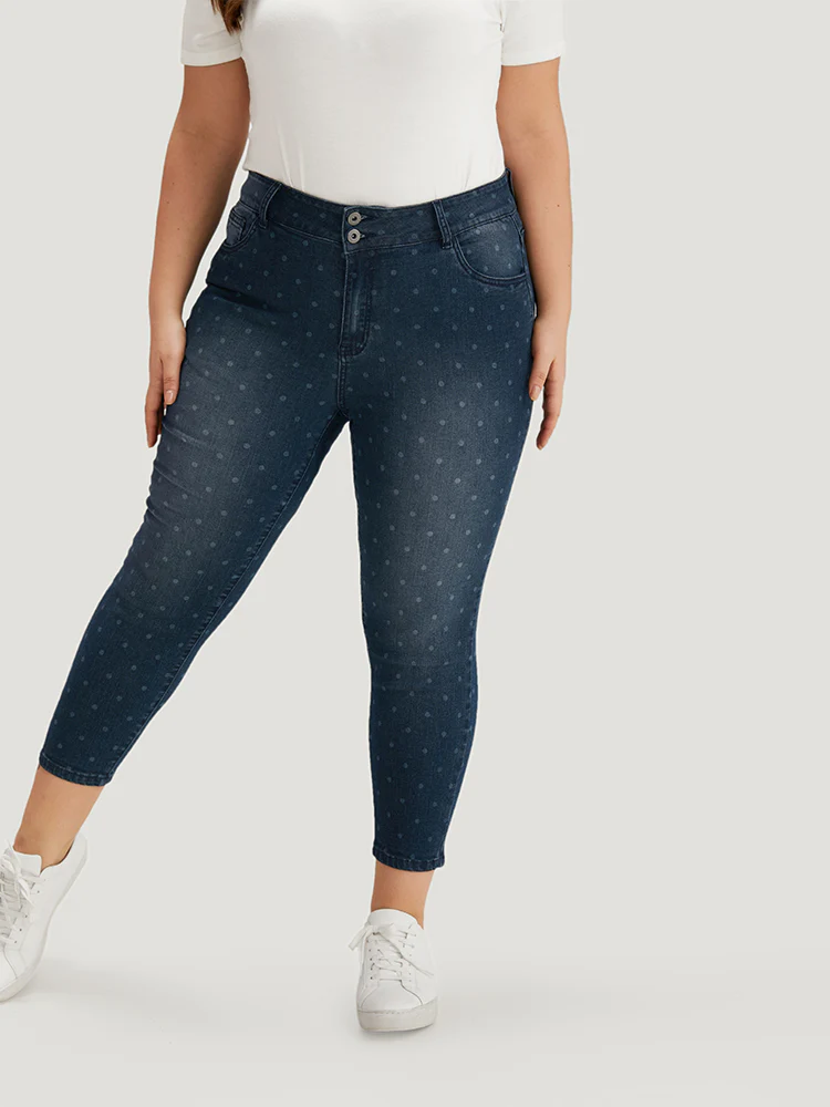 Polka Dot High Rise Very Stretchy Jeans - Image 5