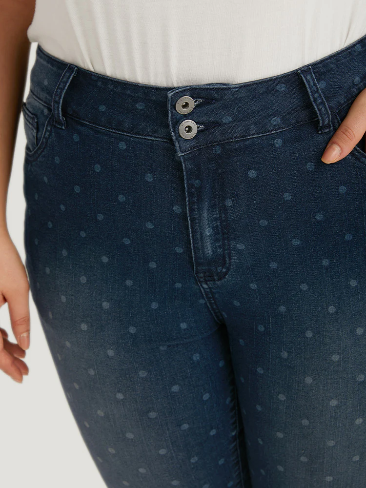 Polka Dot High Rise Very Stretchy Jeans - Image 6