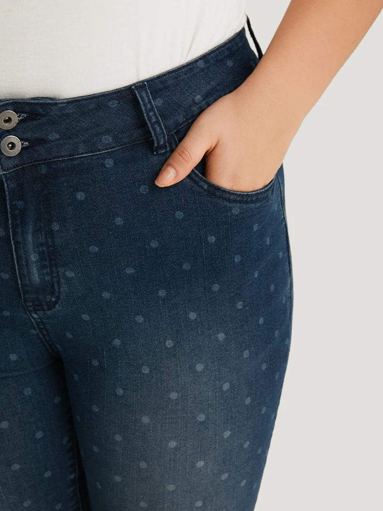 Polka Dot High Rise Very Stretchy Jeans - Image 7