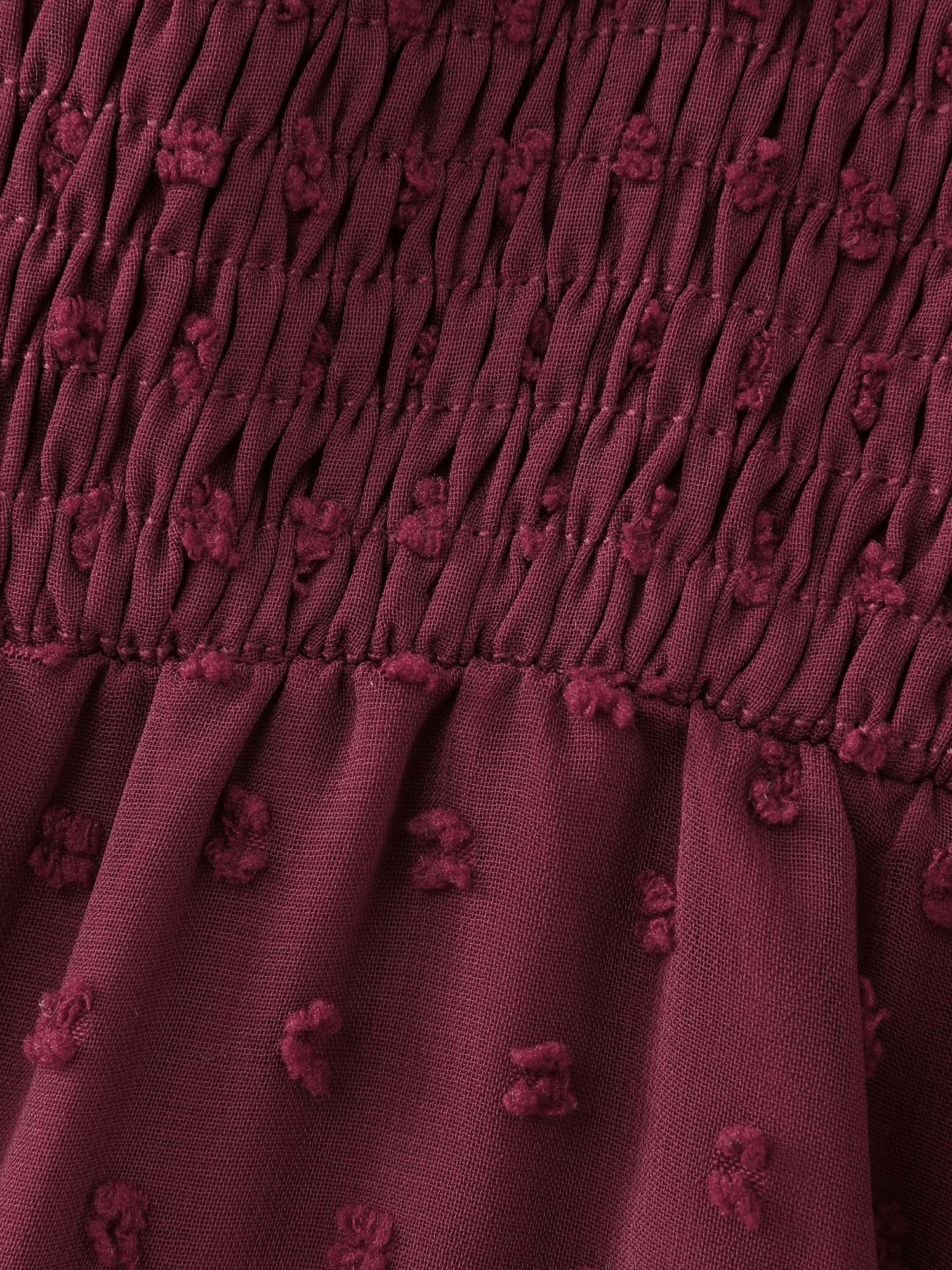 Polka Dot Jacquard Textured Shirred Blouse - Image 5