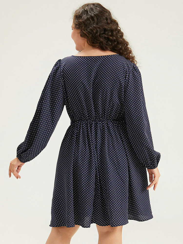 Polka Dot Keyhole Lace Panel Dress - Image 5