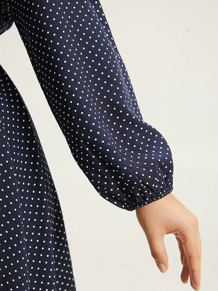 Polka Dot Keyhole Lace Panel Dress - Image 8