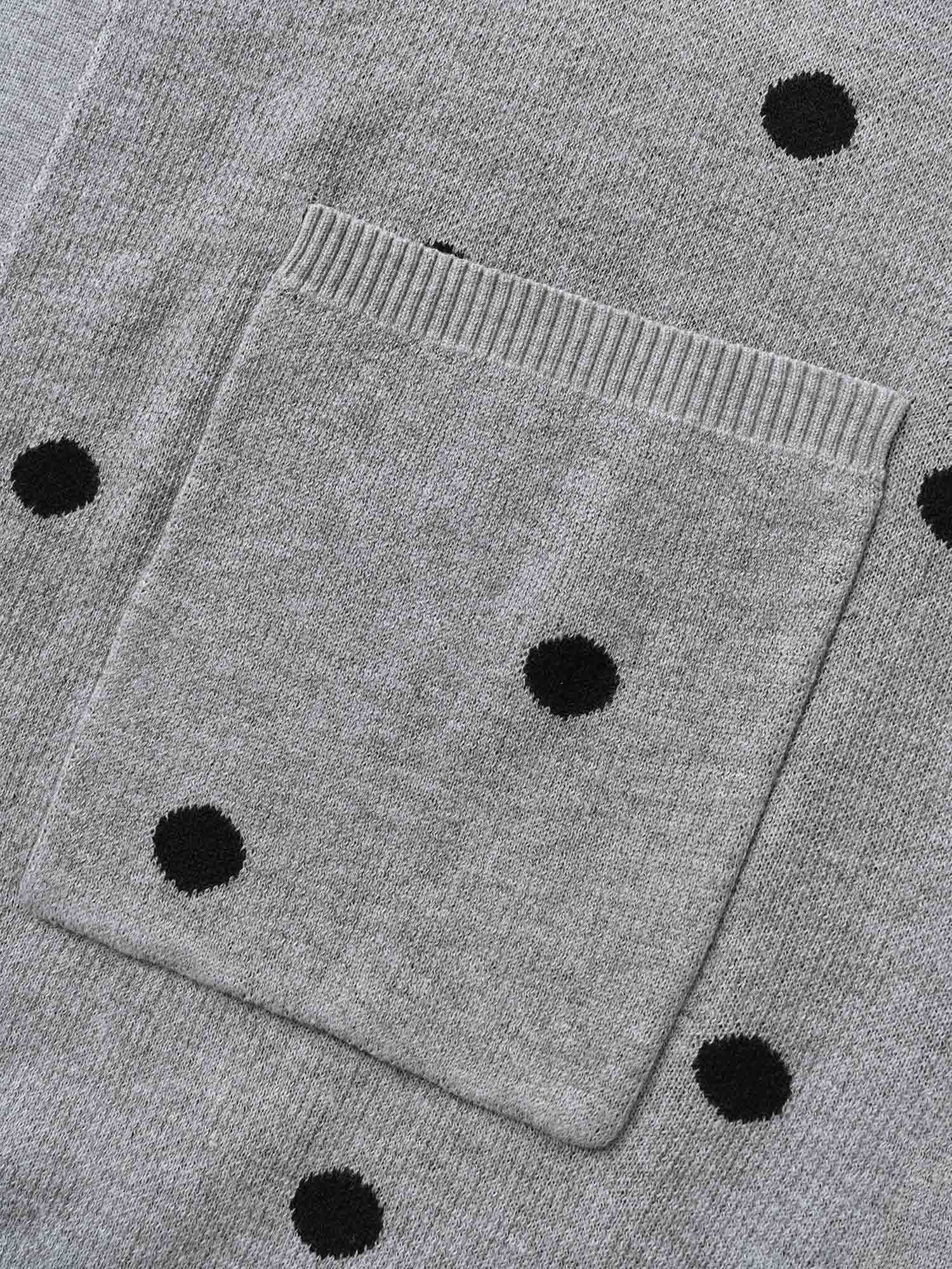 Polka Dot Kimono Collar Patch Pocket Cardigan - Image 5