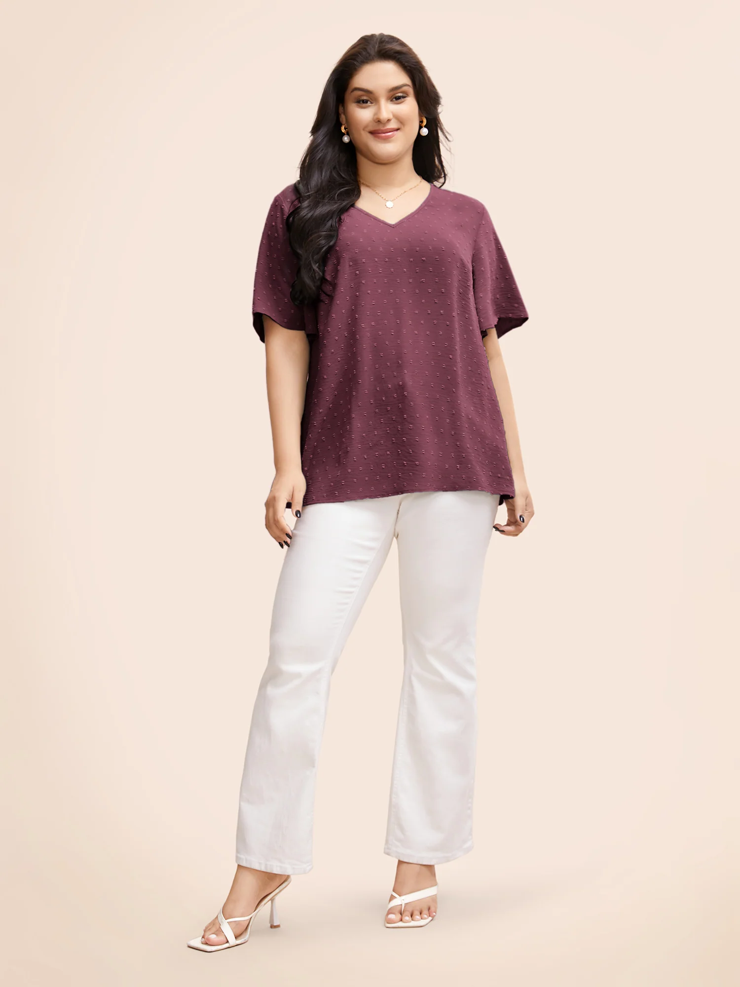 Polka Dot Lace Sleeve Blouse - Image 2