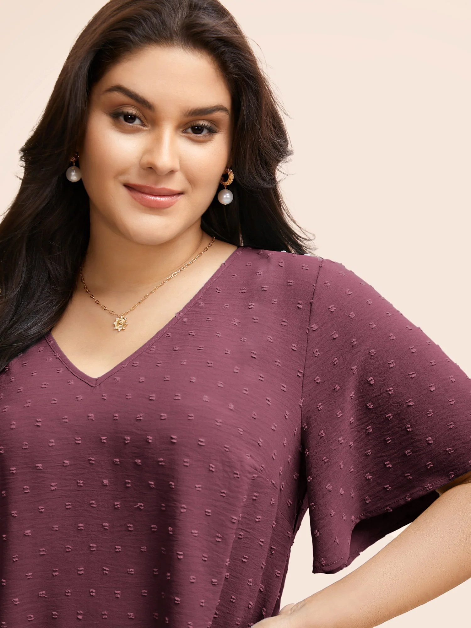 Polka Dot Lace Sleeve Blouse - Image 3