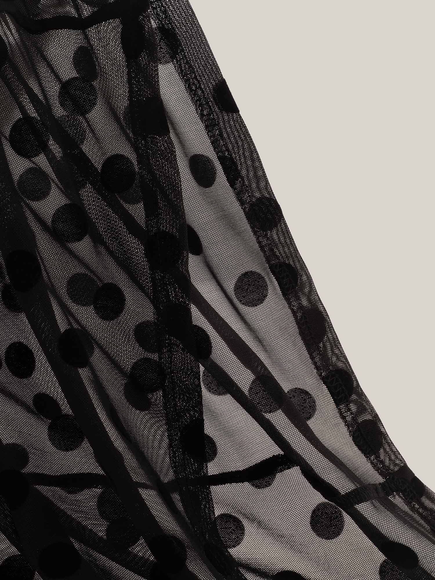 Polka Dot Mesh Ruffle Cap Sleeve Nightgown - Image 5