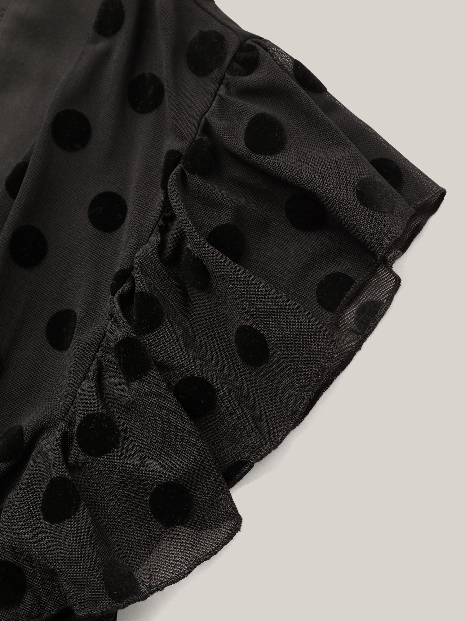 Polka Dot Mesh Ruffle Cap Sleeve Nightgown - Image 6