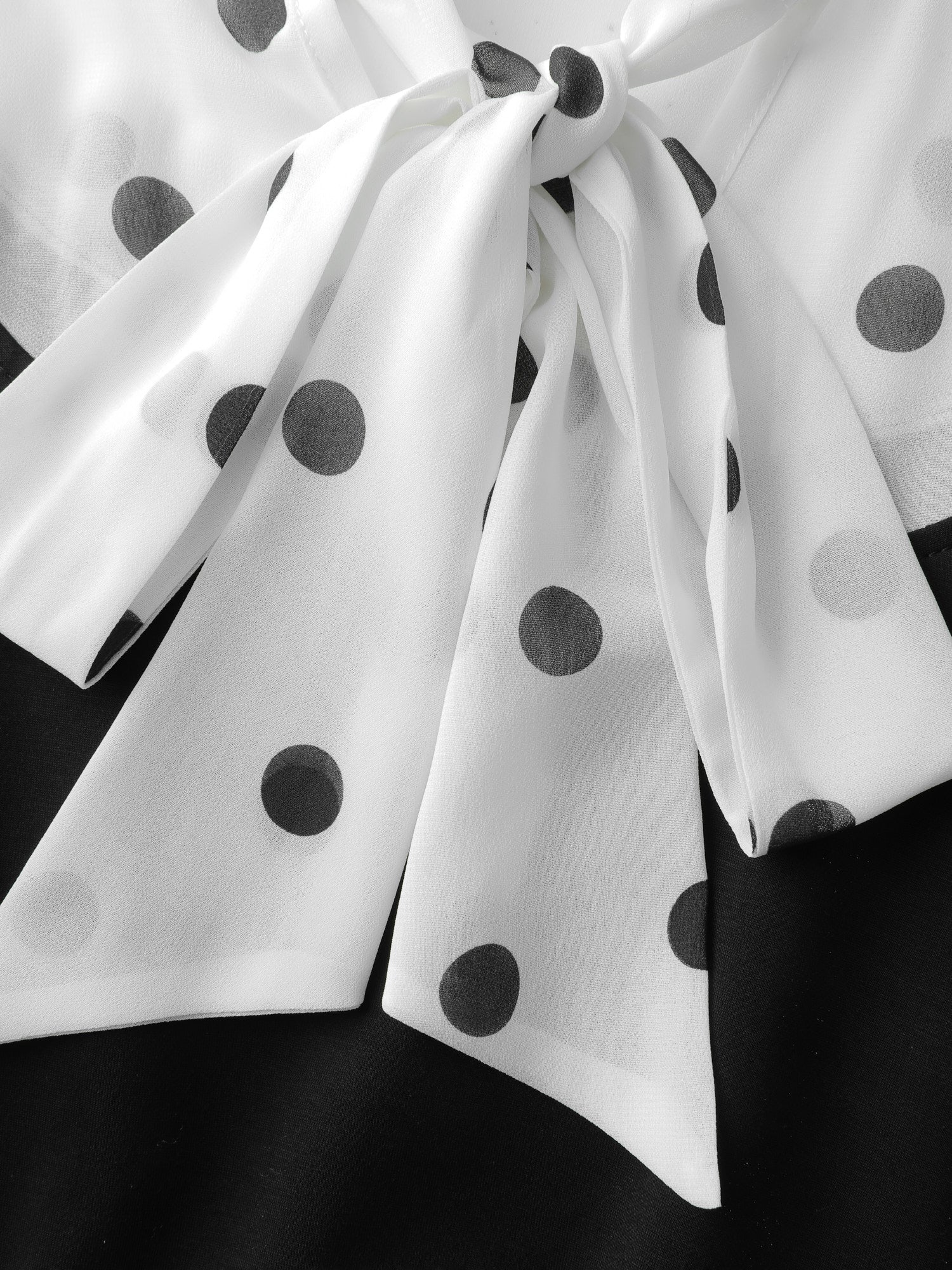 Polka Dot Neck Tie Midi Dress - Image 5