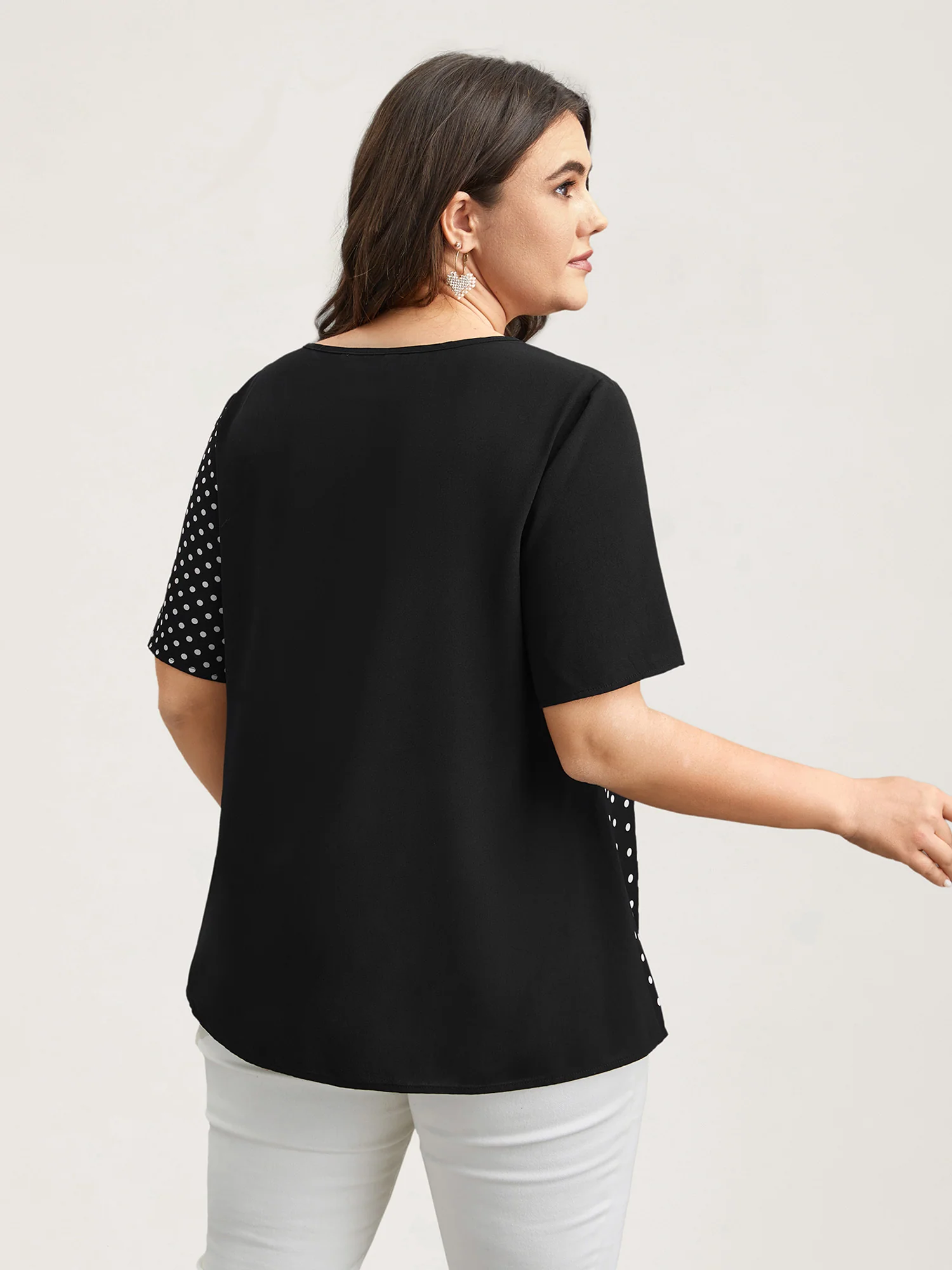 Polka Dot Panelled A-Line Shirt - Image 5
