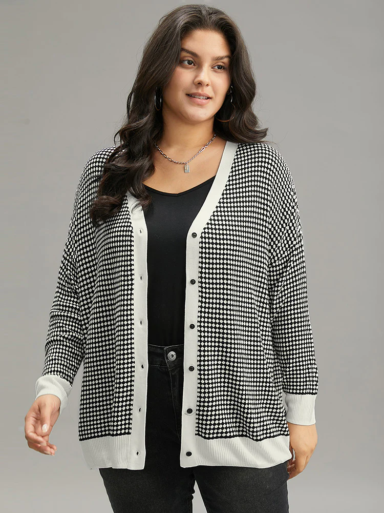 Polka Dot Patchwork Button Through Cardigan - Image 3