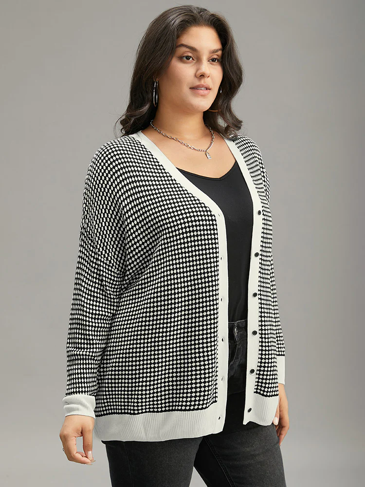 Polka Dot Patchwork Button Through Cardigan - Image 4