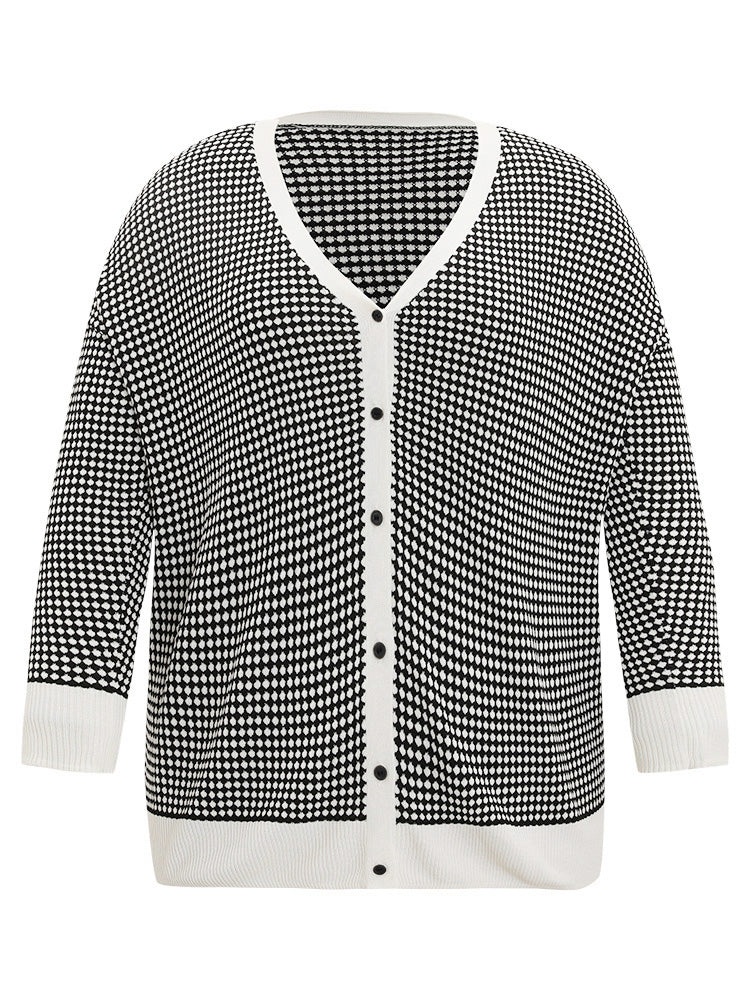 Polka Dot Patchwork Button Through Cardigan - Image 7