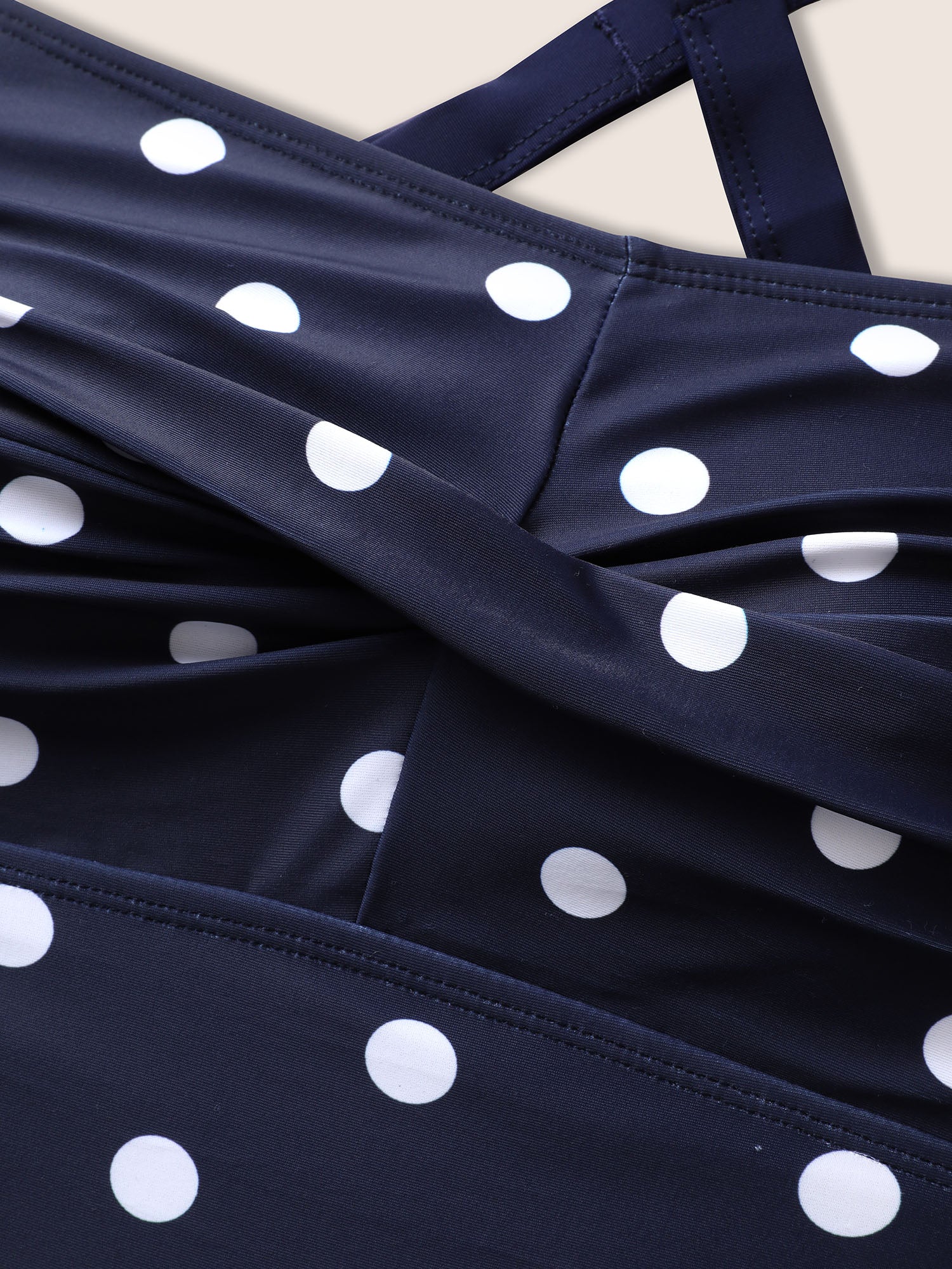 Polka Dot Patchwork Crossover One Piece Swimsuit - Image 5