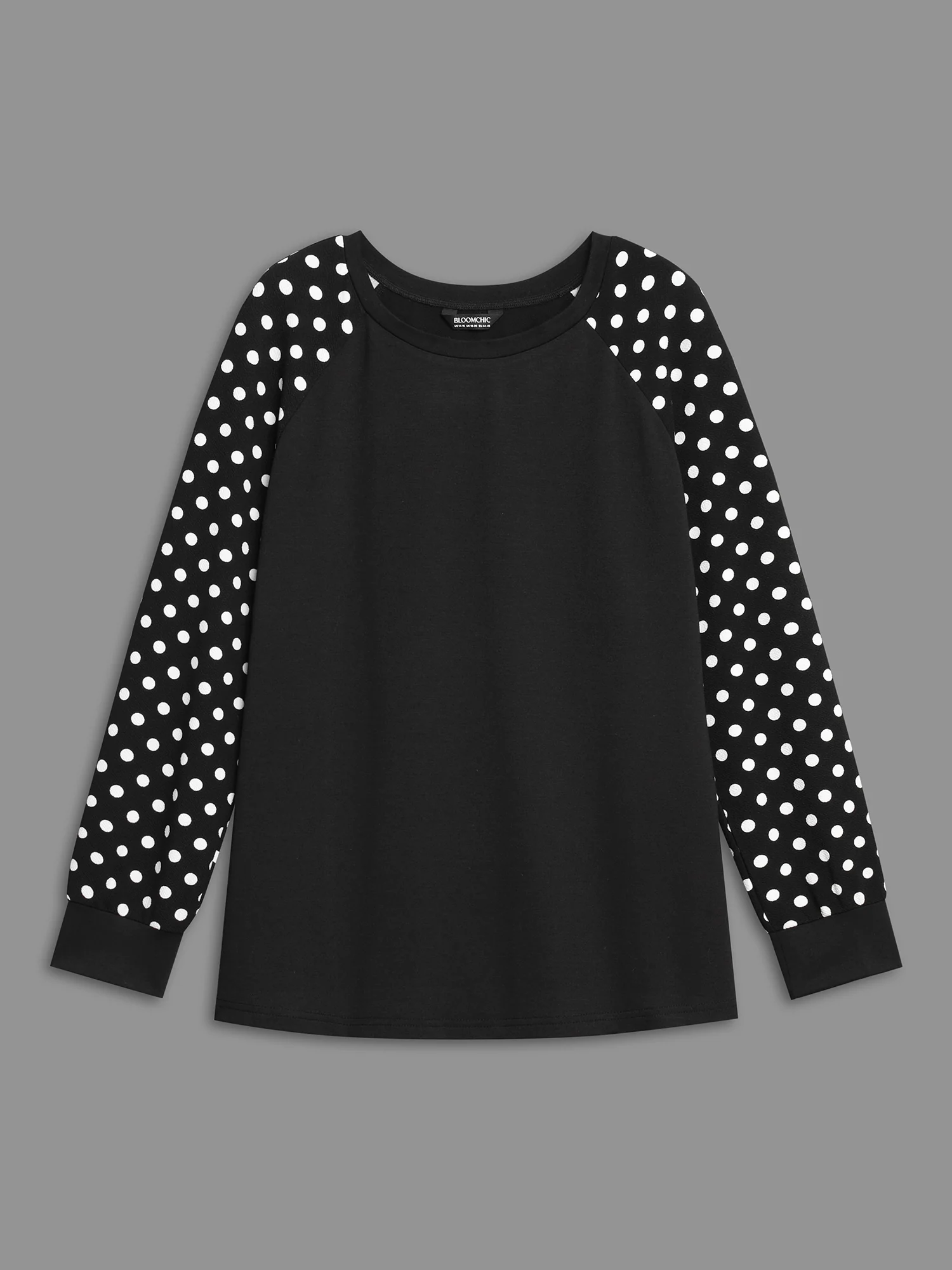 Polka Dot Patchwork Raglan Sleeve Sweatshirt - Image 7