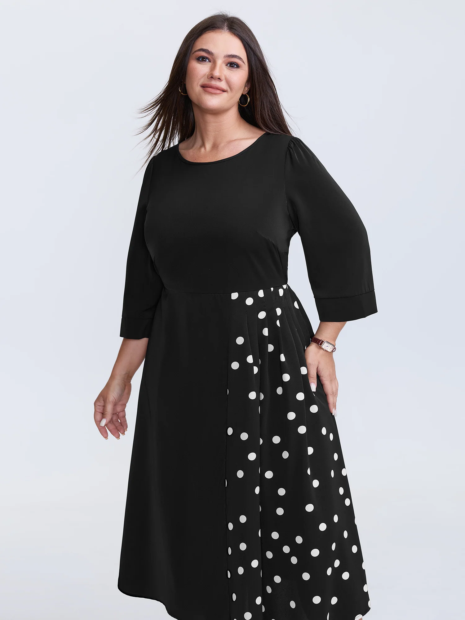 Polka Dot Pleat Flowy Maxi Dress - Image 2