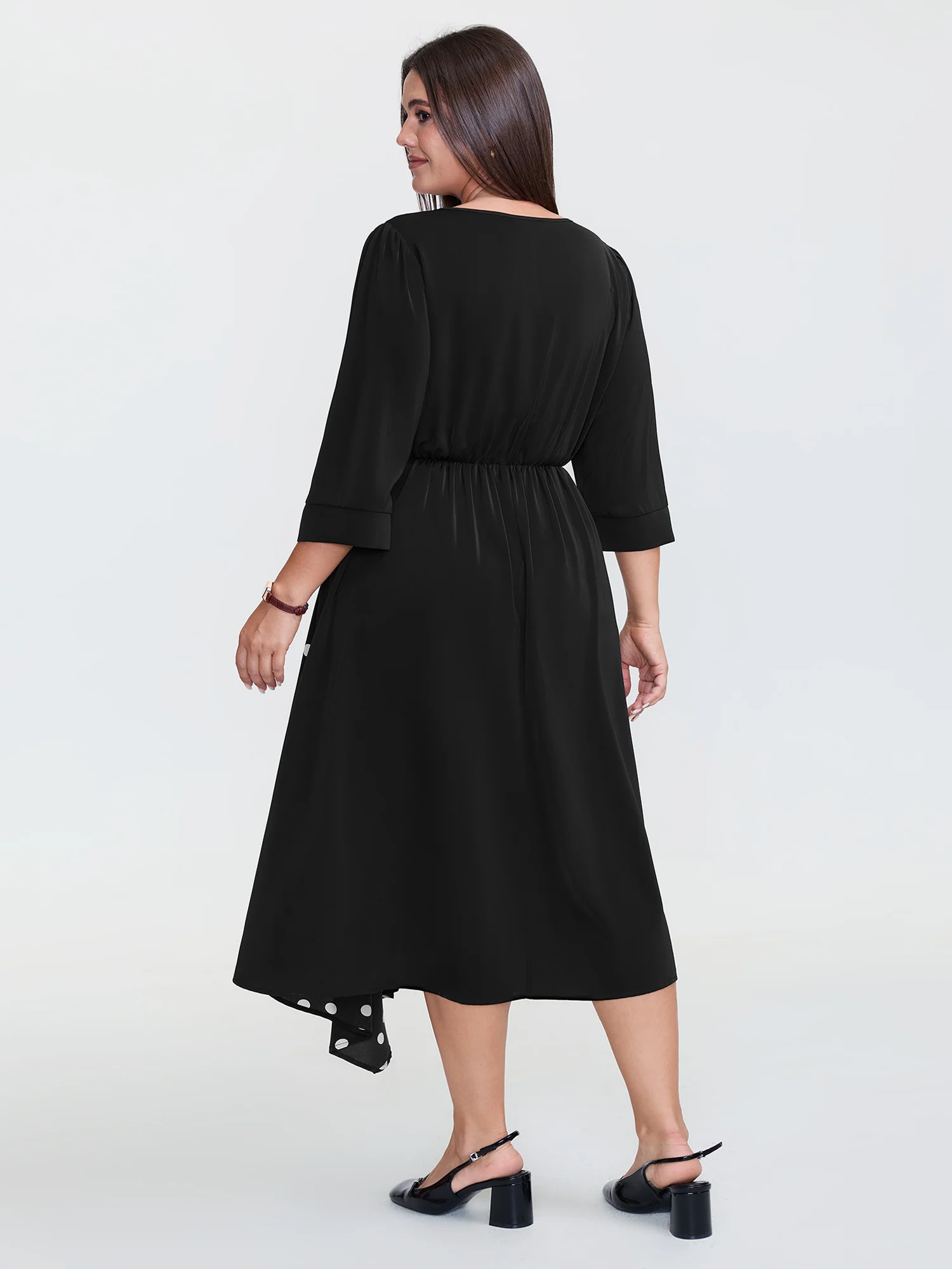 Polka Dot Pleat Flowy Maxi Dress - Image 4