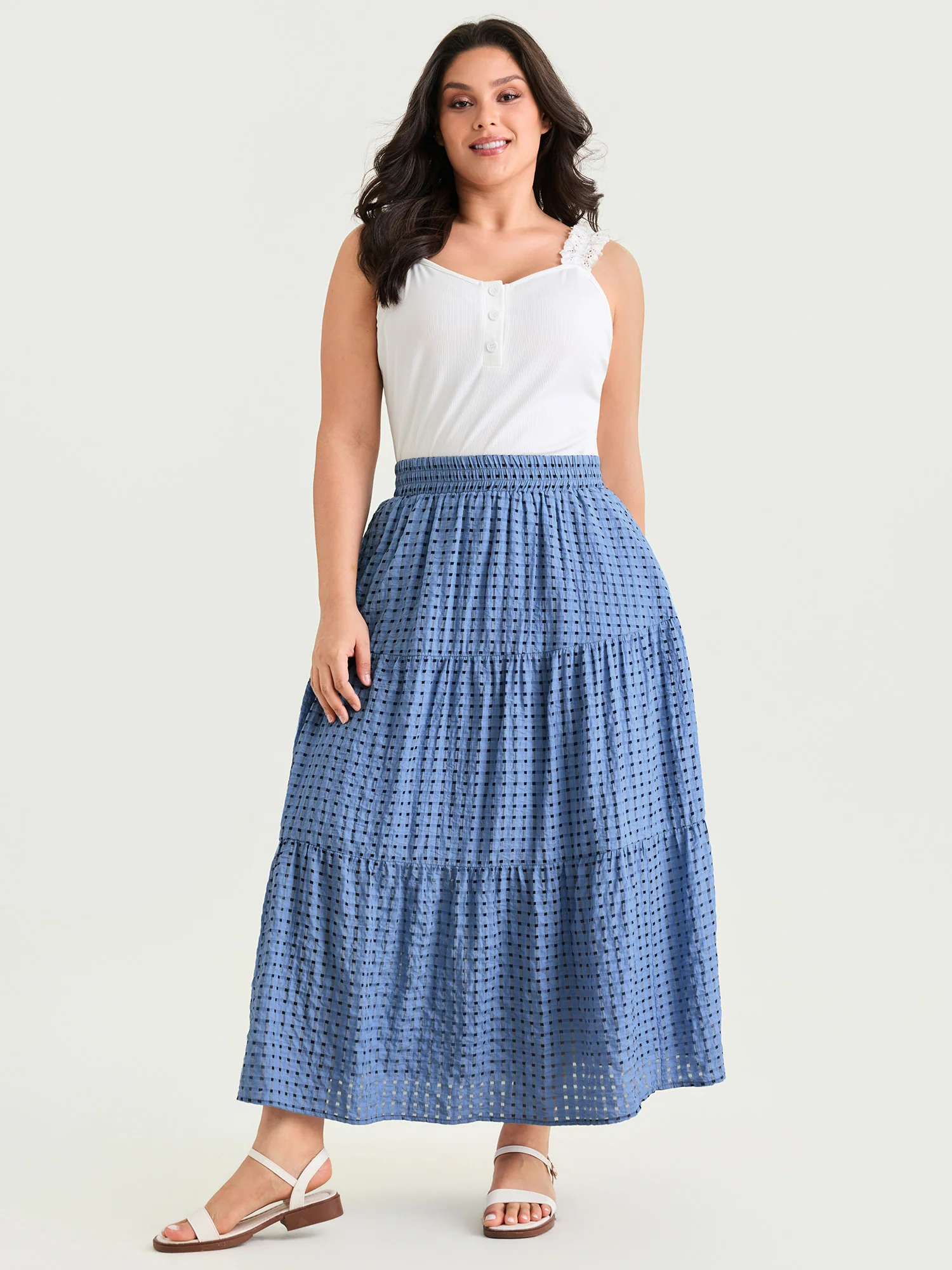 Polka Dot Pocket Flowy Maxi Skirt
