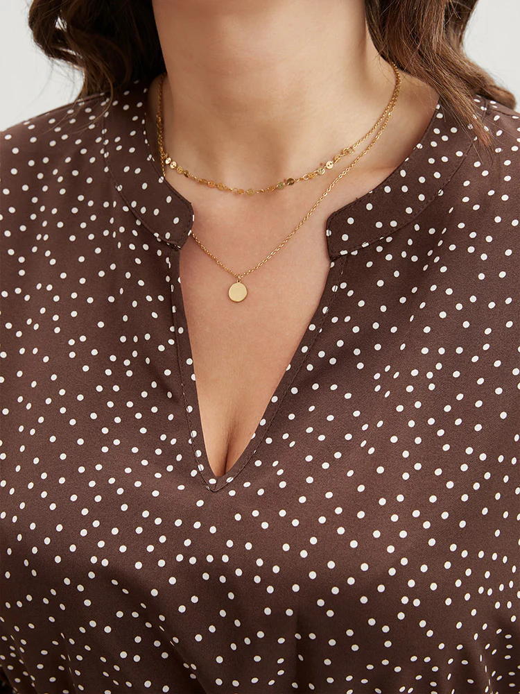 Polka Dot Pocket Lantern Sleeve Flutter Hem Dress - Image 7