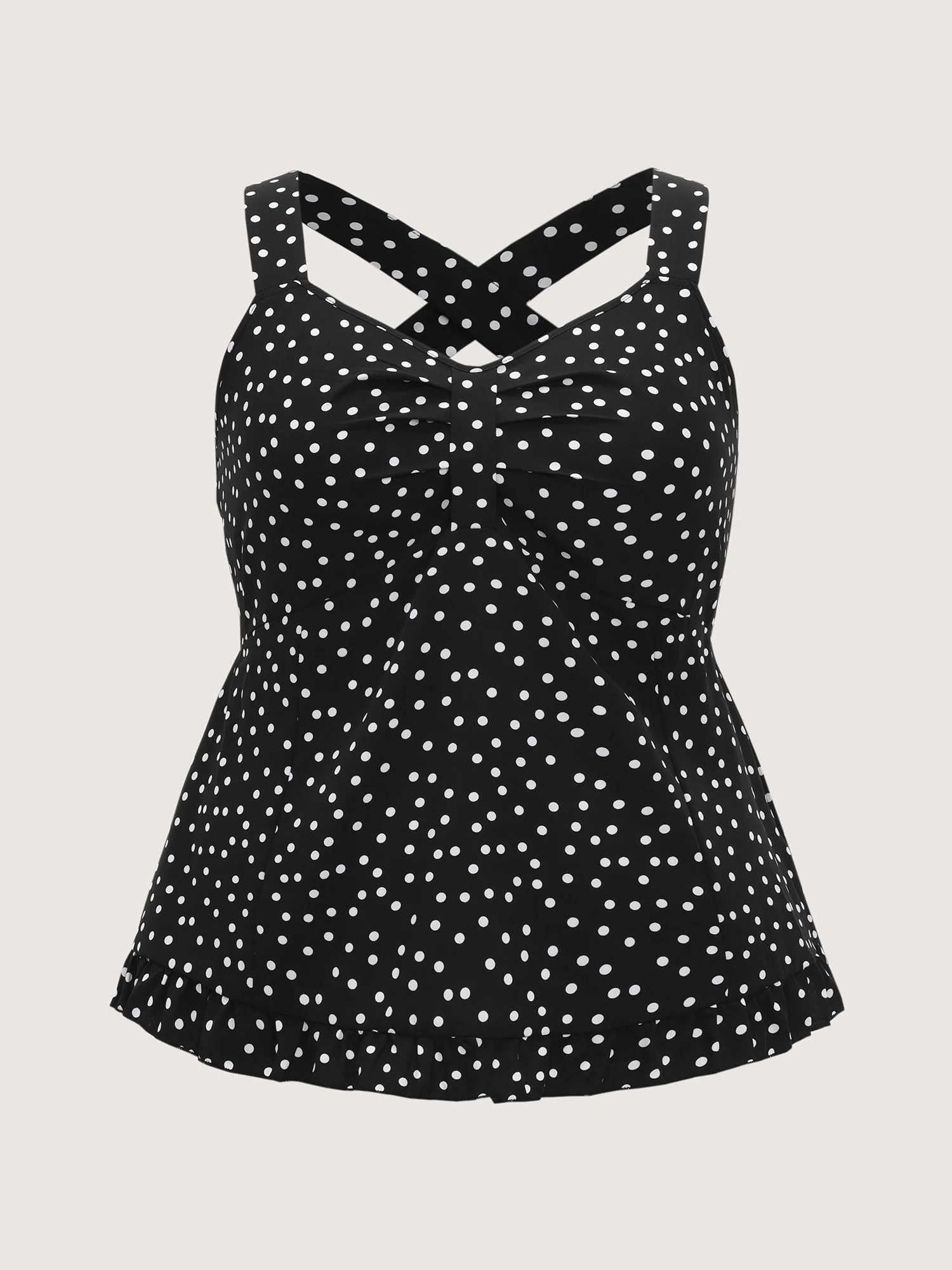 Polka Dot Print Gathered Bodice Tank Top - Image 7