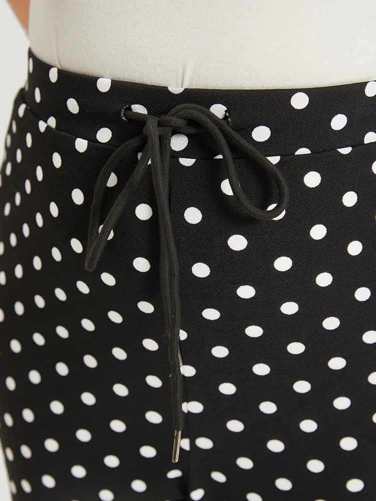 Polka Dot Print Pocket Ties Bootcut Sweatpants - Image 6