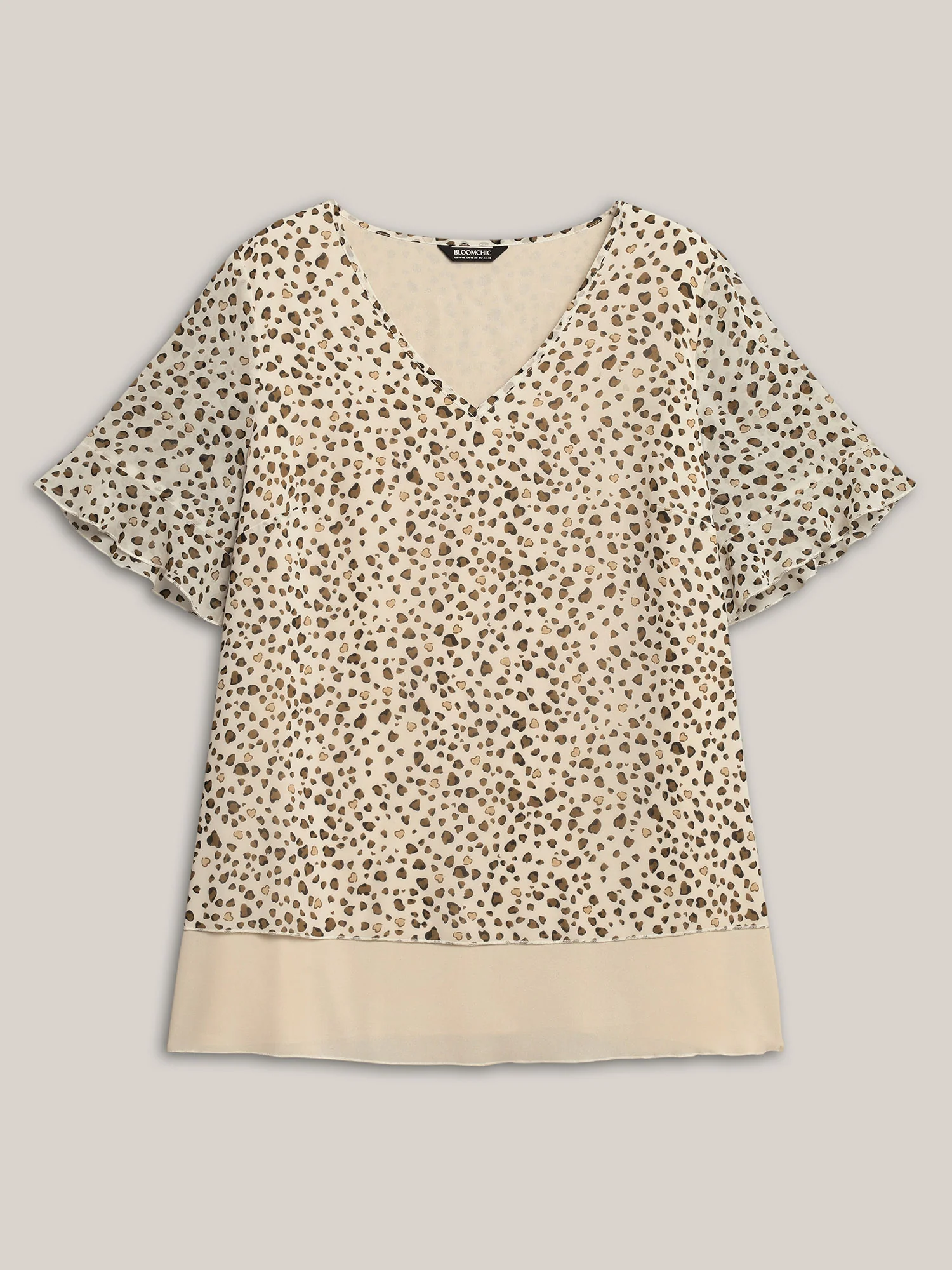 Polka Dot Print Ruffled V-Neck Layered Shirt - Image 8