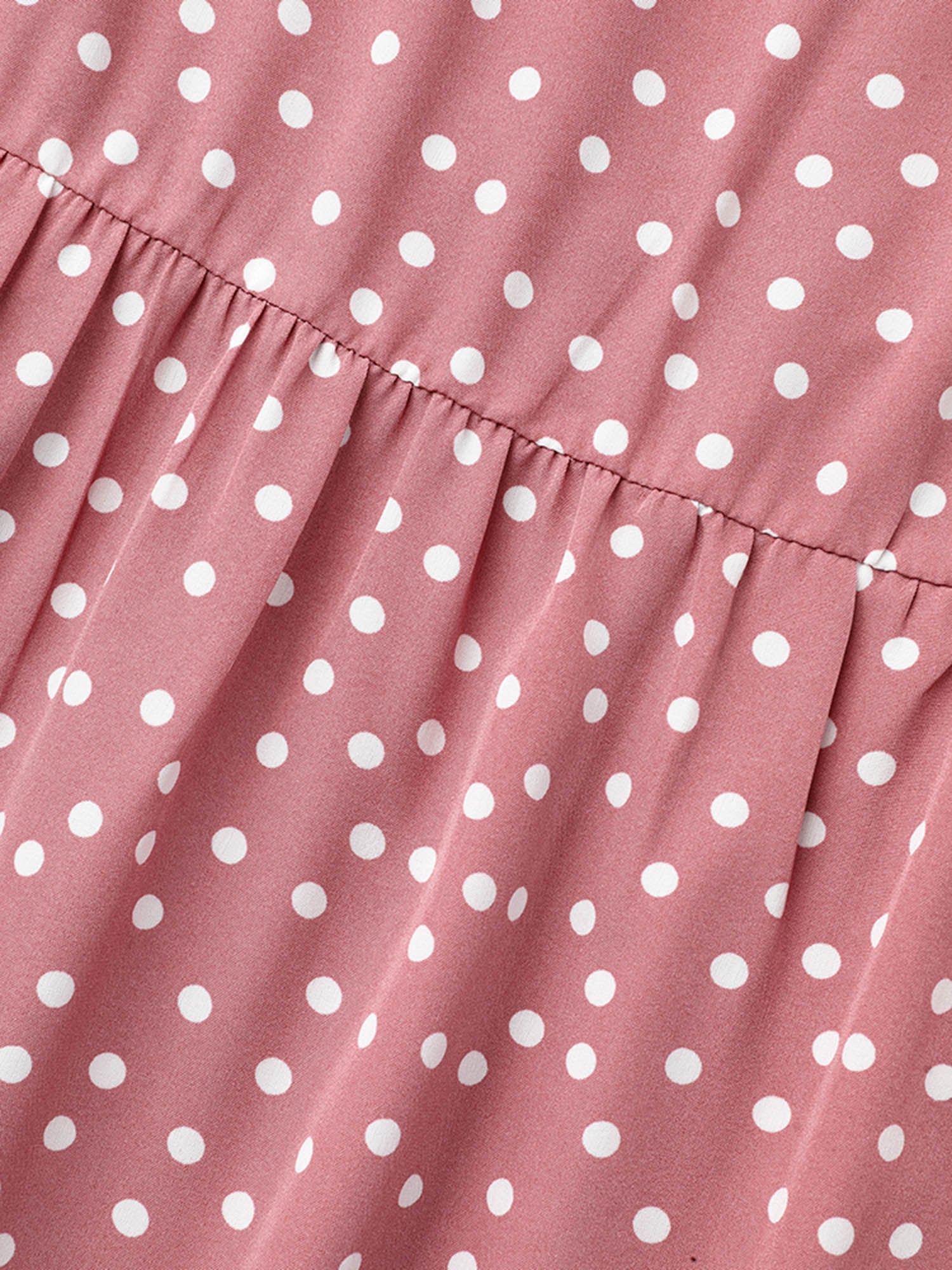 Polka Dot Print Tiered Ruffles Sleeve Midi Dress - Image 6