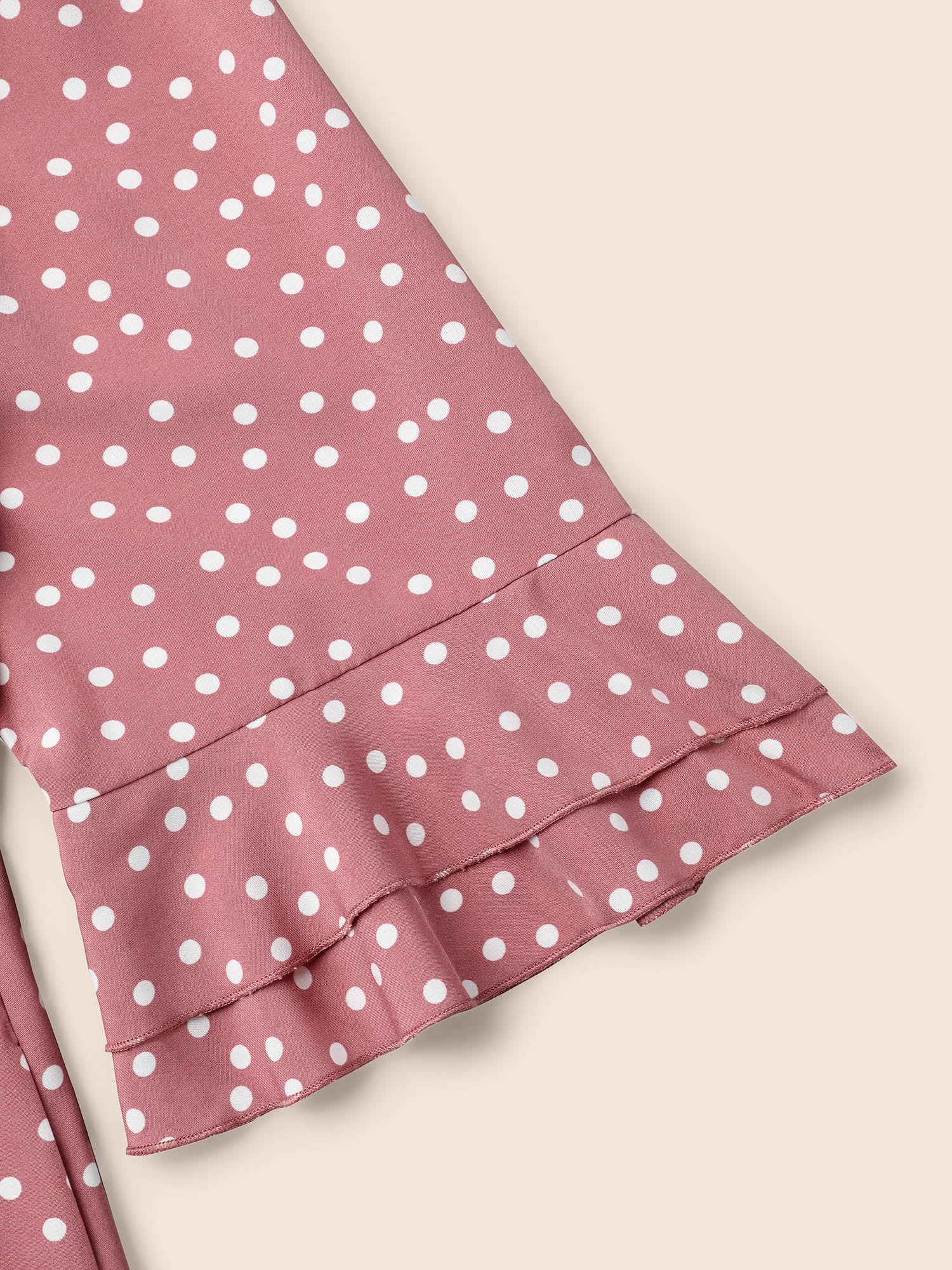 Polka Dot Print Tiered Ruffles Sleeve Midi Dress - Image 7