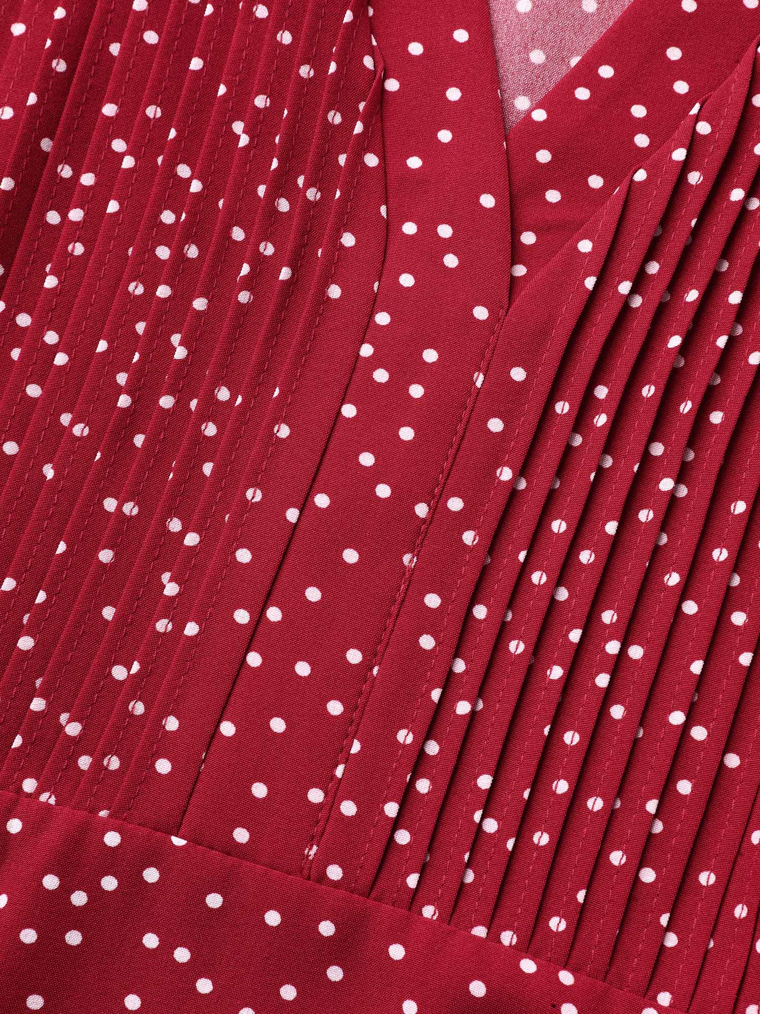 Polka Dot Print Toothpick Pleat Blouse - Image 7