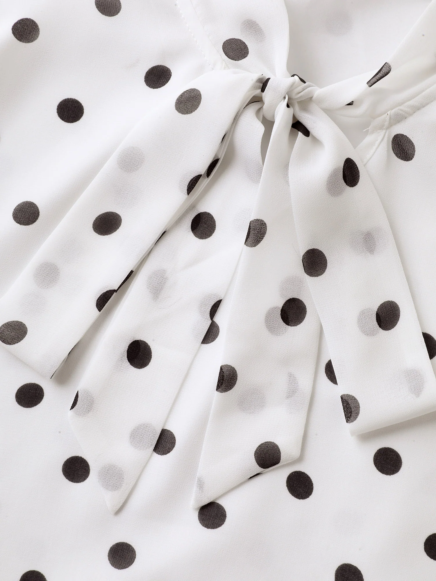 Polka Dot Ribbon Collar Blouse - Image 5