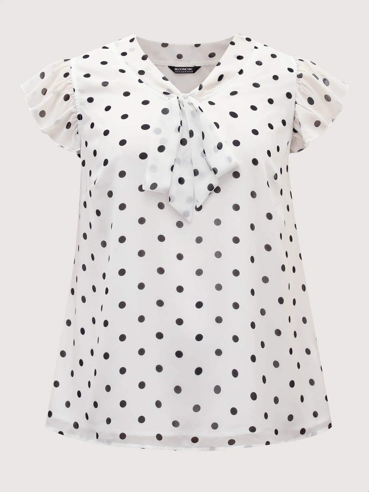 Polka Dot Ribbon Collar Blouse - Image 7