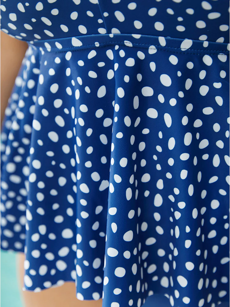 Polka Dot Ruffle Hem Crisscross Neck Tankini Top - Image 6
