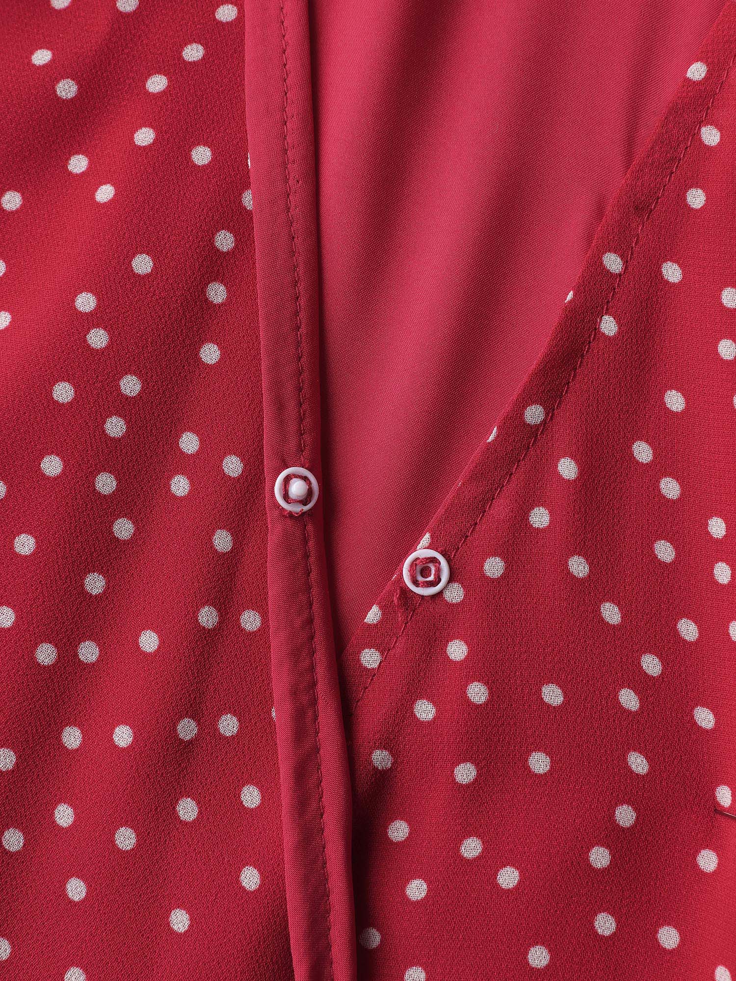 Polka Dot Ruffle Hem Wrap Dress - Image 6