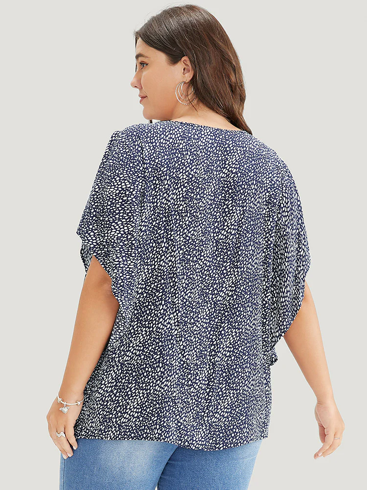Polka Dot Ruffle Sleeve Keyhole Neck Blouse - Image 8