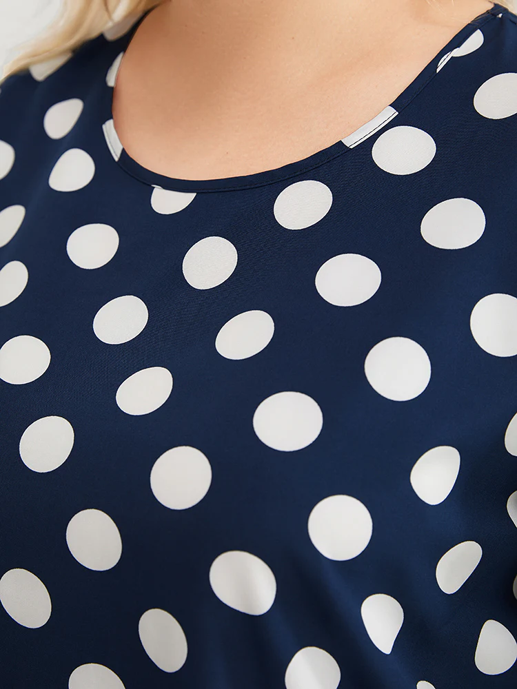 Polka Dot Ruffle Tiered Sleeve Blouse - Image 9