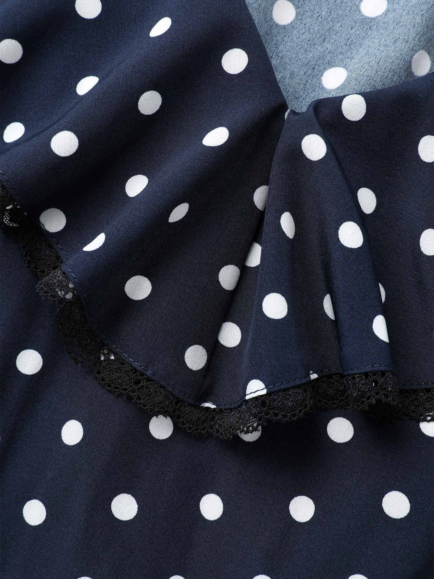 Polka Dot Ruffle Trim Midi Dress - Image 5
