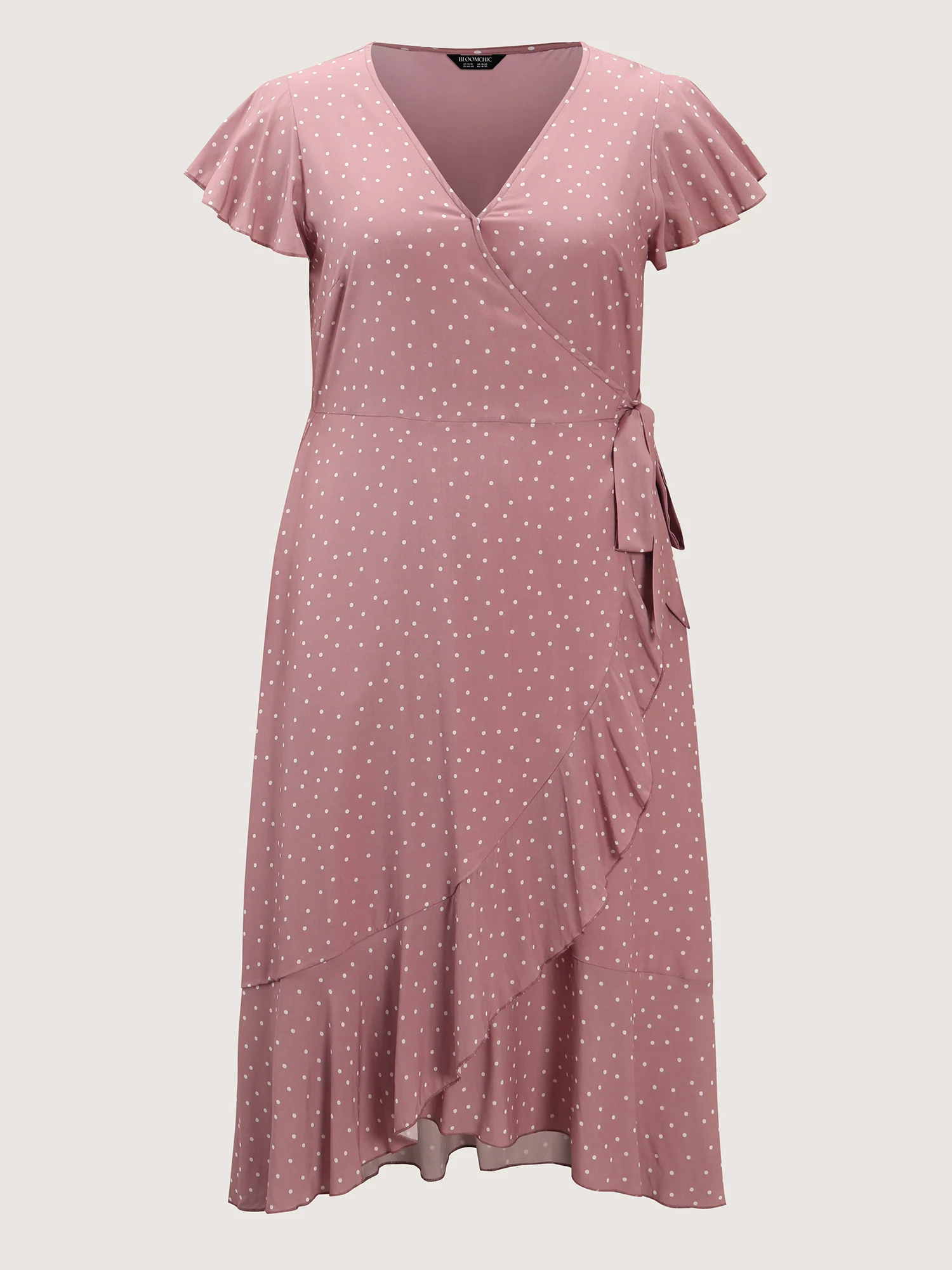 Polka Dot Ruffled Hem Waist Tie Midi Dress - Image 8