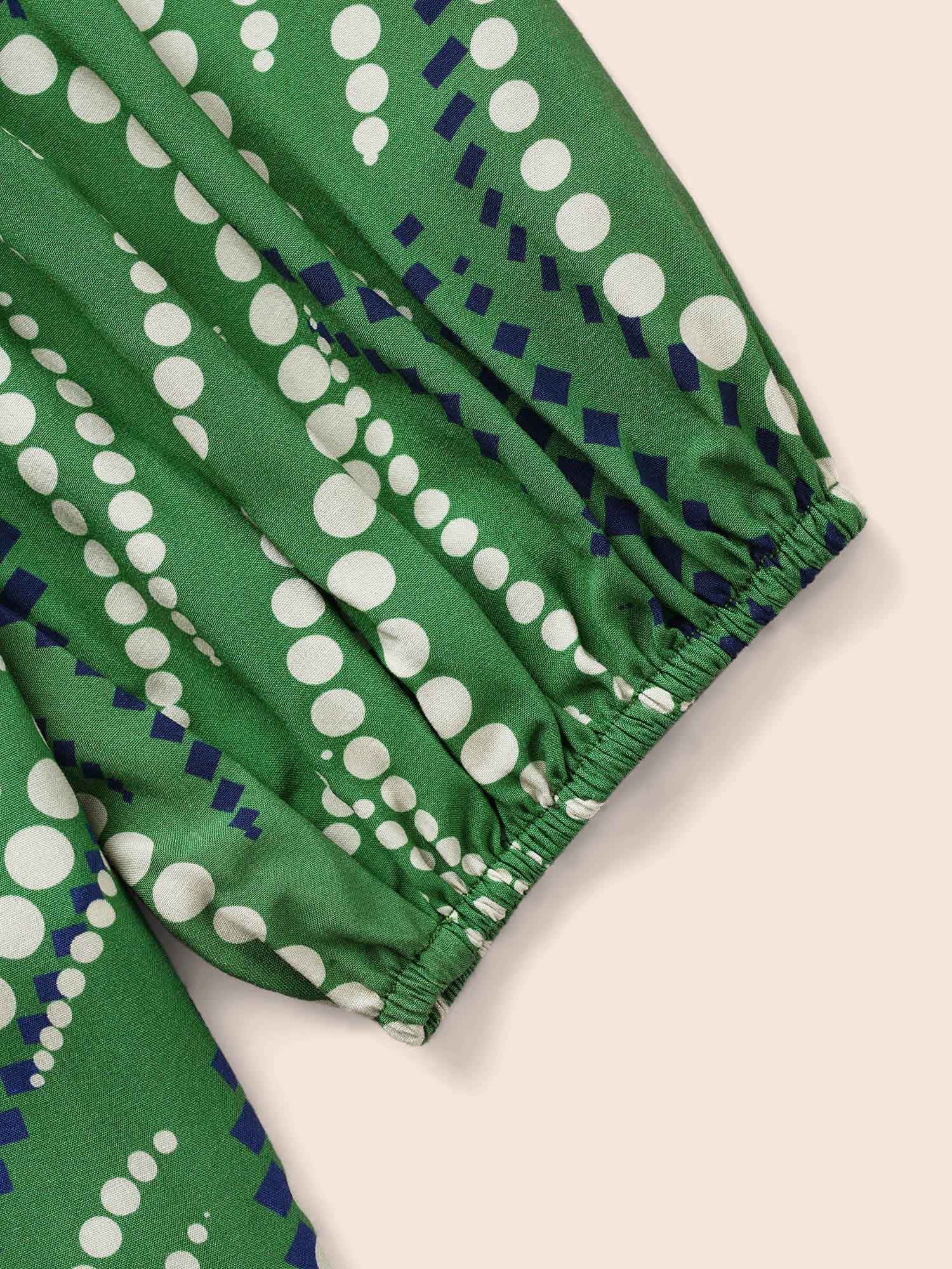 Polka Dot Ruffles Button Detail Blouse - Image 6
